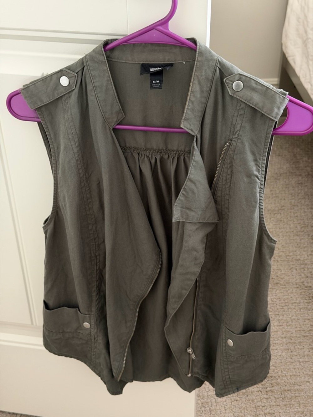 M&M'S Olive Green Sleeveless Utility Jacket